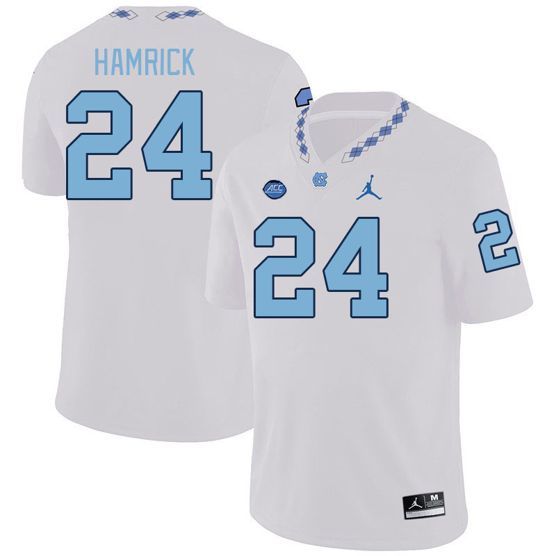 Men #24 Mali Hamrick North Carolina Tar Heels College Football Jerseys Stitched-White